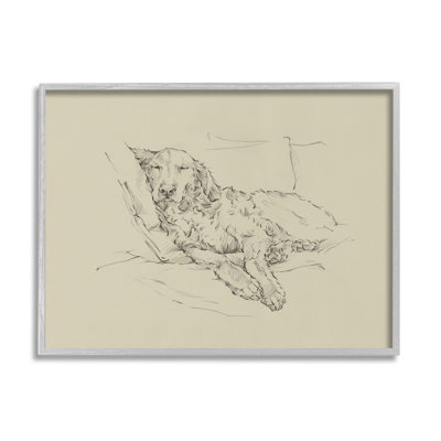 Croquis de chien monochromatique décontracté Fluffy Retriever