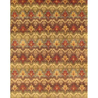 Tapis brun / rouge en laine noué à la main