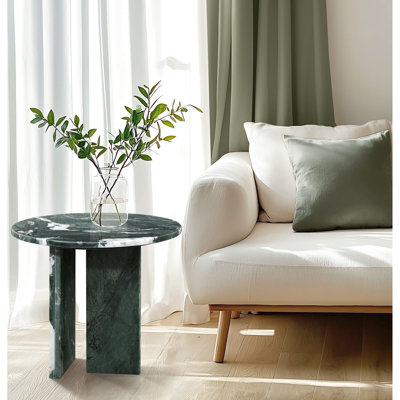 Table basse en marbre naturel, 45 cm de hauteur (40 cm), 40 cm de profondeur (17,7 cm), 23,5 kg, facile à assembler, meuble design, décoration pour salon.