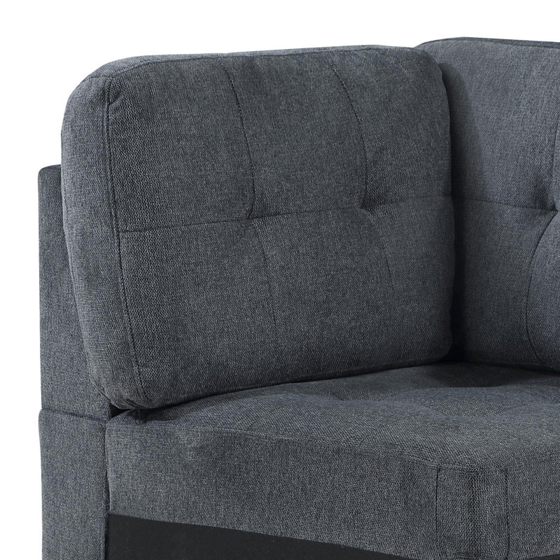 Chaise d'angle rembourrée en acier, Tissu gris