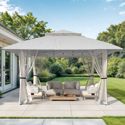 Vita 13 Ft. W x 13 Ft. D Pop-up Gazebo Outdoor Canopy Shelter with Mesh Netting