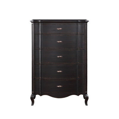 Commode 5 tiroirs en bois noir antique