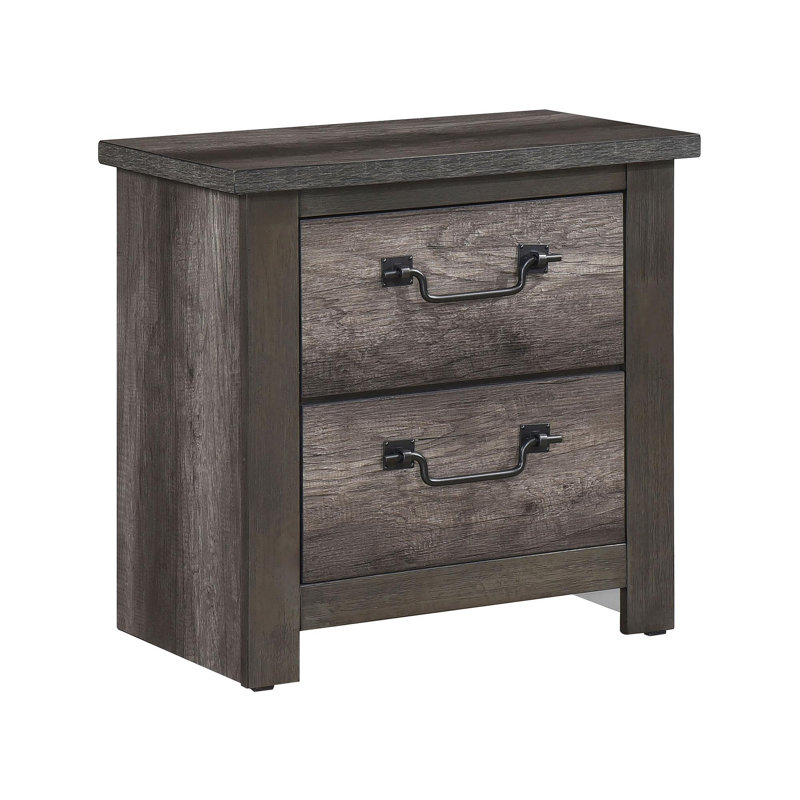 Table de chevet avec rangement à 2 tiroirs gris