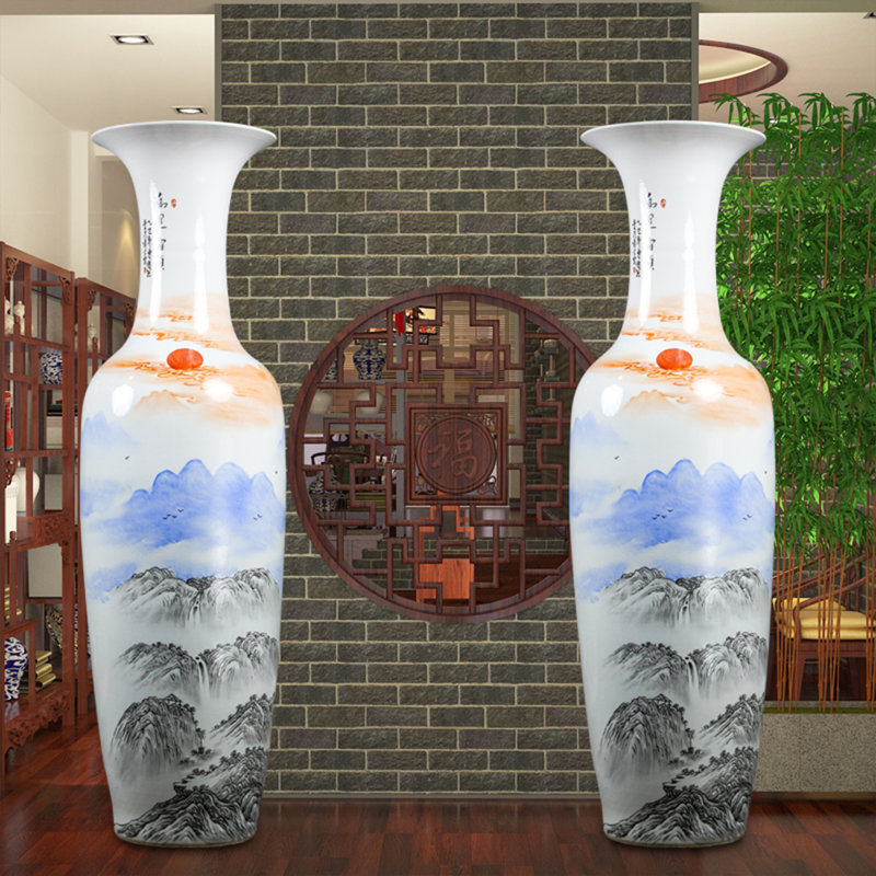 Grand vase en céramique 62,99 po Jingdezhen, H 62,99 po x l 17,32 po x P 17,32 po