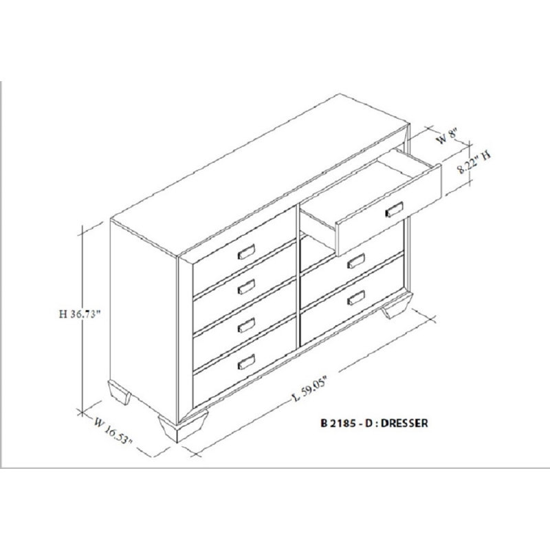 Marle Solid Wood 59 " W 6 - Drawer Dresser
