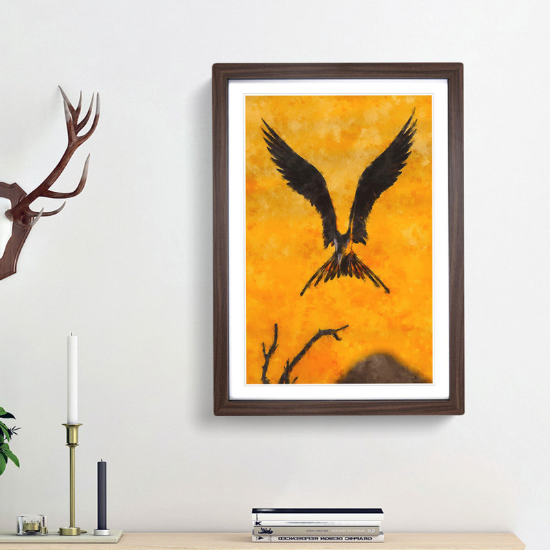 Bird in Flight - Picture Frame Graphic Art Print, 33cm H x 24cm W x 2cm D, Walnut Framed