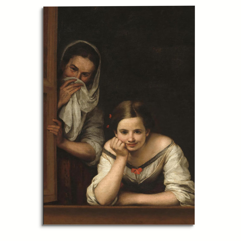 «Bartolomé Esteban Murillo», deux femmes à une fenêtre, 16 x 24 pouces
