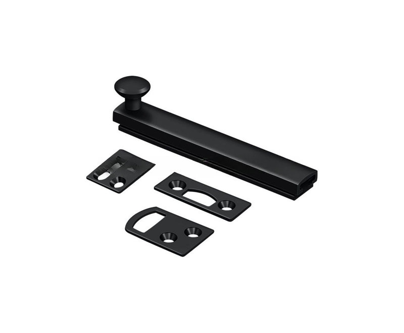 Brass Latch/Catch/Bolt, Painted Black, 1.9375" H x 4" W x 1.5625" D