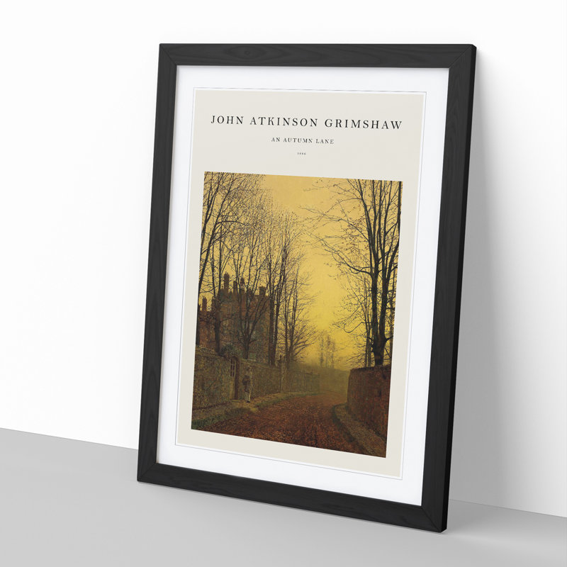 An Autumn Lane by John Atkinson Grimshaw - Picture Frame Painting, 36cm H x 27cm W x 2cm D, Black Framed