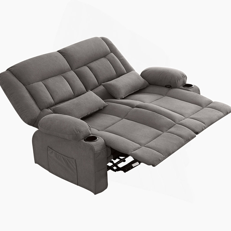 Causeuse inclinable avec porte-gobelets et poche latérale pour le salon, Gris
