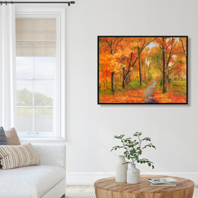 Sentier d'automne dans la forêt - Toile encadrée pour le décor du salon