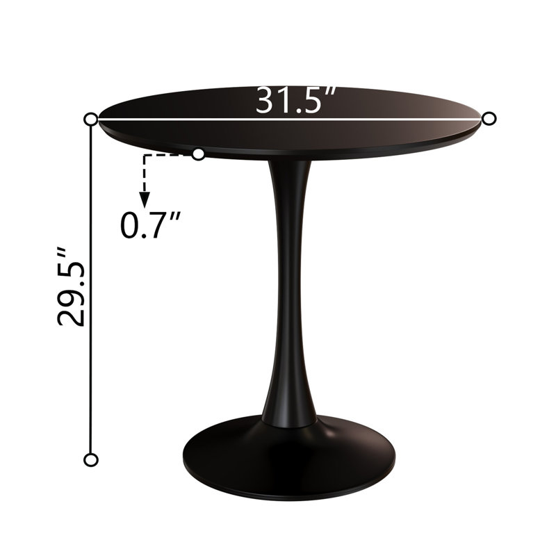 31.5 "  Circular Dining Table, Black