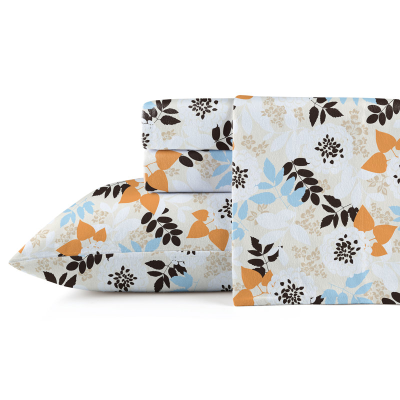 Ensemble de draps 100% coton en flanelle imprimée 170 g / m² Pointehaven, Ensemble de draps pour très grand lit californien