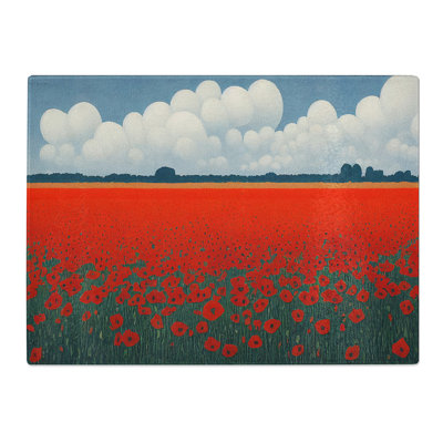 Futuristic Poppy Field Flowers  Glass Chopping Board