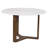 Fina 48 Inch Round Dining Table, White Genuine Marble Top, Natural Brown Mango Wood 3 Leg Sled Base