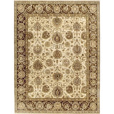 Hand Knotted Wool Oriental Area Rug in Brown/Cream