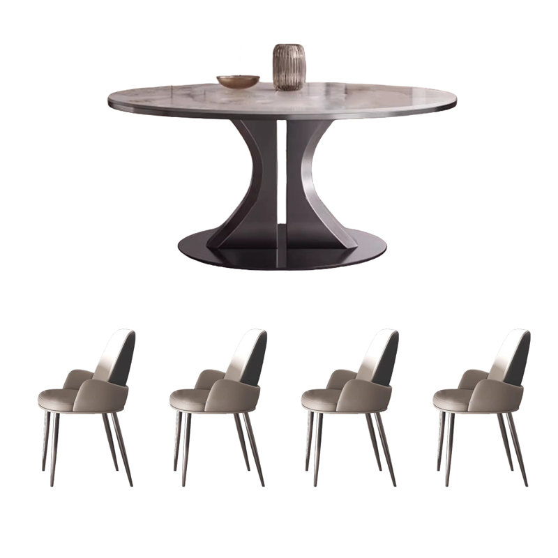 Table ronde et chaise de luxe simple et moderne, H 29,5 po x L 53,1 po x l 53,1 po