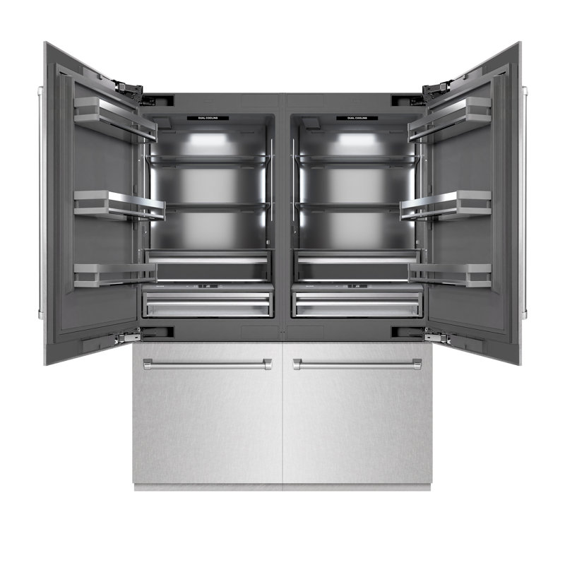ZLINE 60 in. Built-In Refrigerator in White Matte with Graphite Gray Interior, Satin Stainless Steel