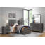 Ensemble de chambre à coucher à panneaux en faux bois 4 pièces Perlo: lit, commode, miroir, table de chevet-84615921-84615922