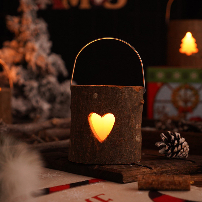 Christmas Wooden Candlestick Aromatic Candle Cup Holiday Gift Candlelight Dinner Decoration Christmas Decoration, D