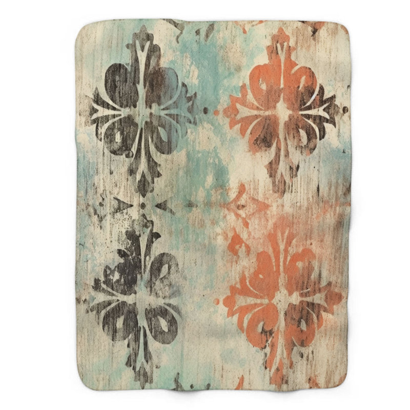 Abstract Abstract - Couverture sherpa de qualité supérieure 1 pièce, Grand lit