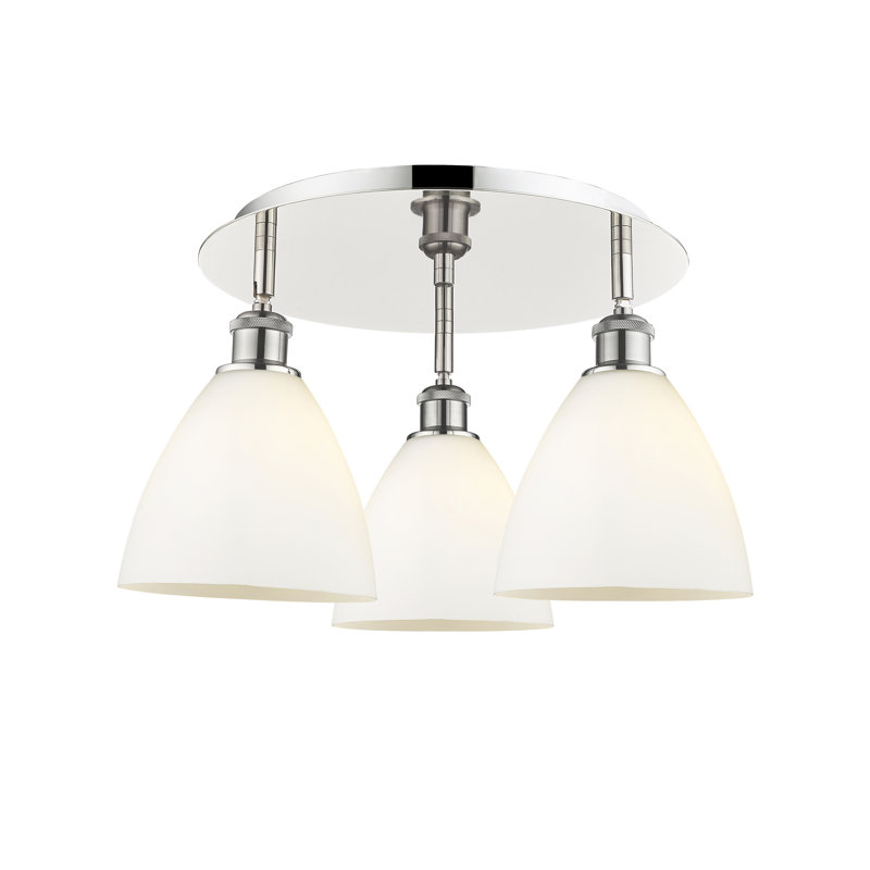 Plafonnier encastré en verre Amenda, Blanc mat, Nickel poli