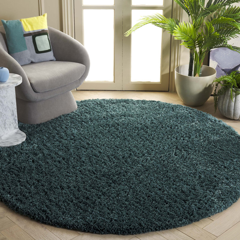 Tapis couleur unie à poils longs Wawona 800 Performance, Rond 6 pi 7 po