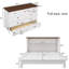 Lit double avec fonction de charge et grand espace de rangement, design blanc et noyer, structure en bois de pin stable pour grand tiroir de chambre à coucher