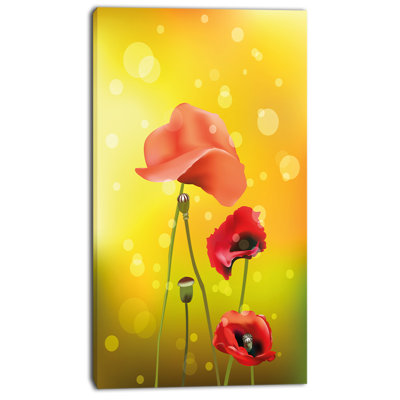 " Red Flowers On Yellow Background "