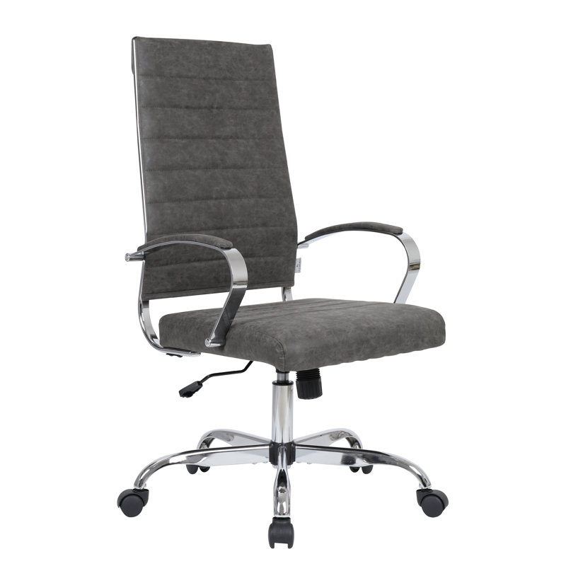 Fauteuil de direction en cuir Mulkey, Gris anthracite