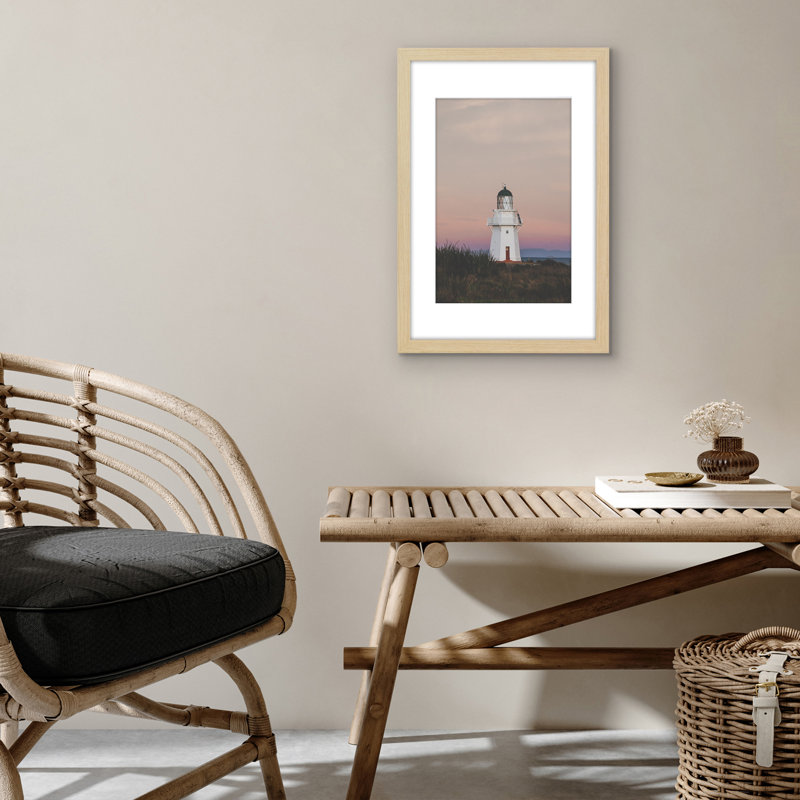 Americanflat Wide Moulding Picture Frame with Mat, Natural Oak, 16" x 24"