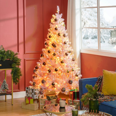 6' Tall Prelit Christmas Tree Douglas Fir Artificial Christmas Tree With Realistic Branches, 250 Warm  LED Lights And 1000 Tips
