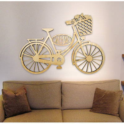 Décoration murale personnalisée 3 lettres vélo