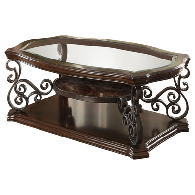 Elysian 1-Shelf Glass Top Rectangular Coffee Table Deep Merlot