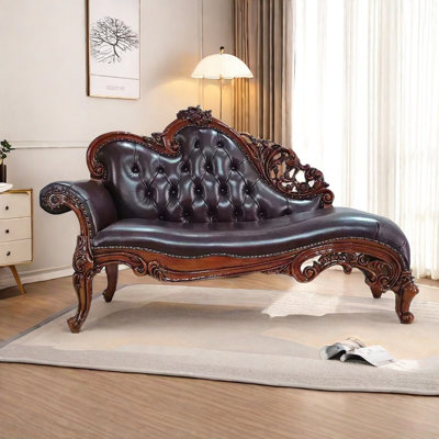 Chaise Longue - Elegant Leatherette & Solid Wood