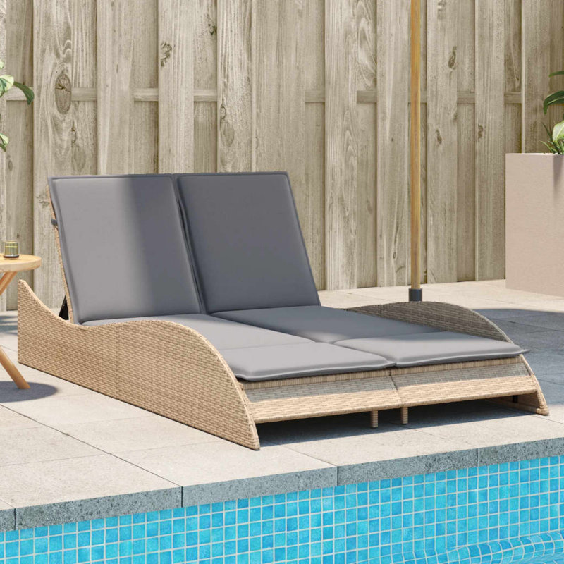  Chaise longue de patio gris clair