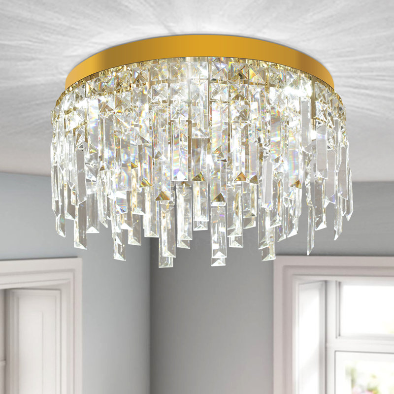 Retsof 1 - Light Crystal LED Chandelier, 20cm H x 40cm W x 40cm D, Gold