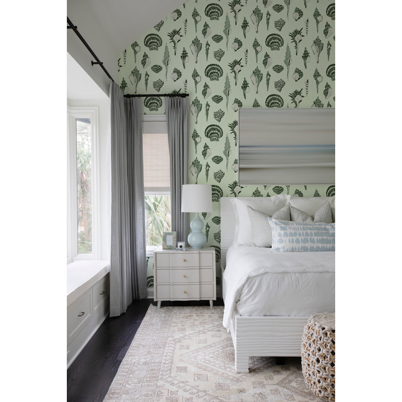 Sullivan’s Island Shells Serene Sky Wallpaper by Megan Molten, Green, Peel & Stick