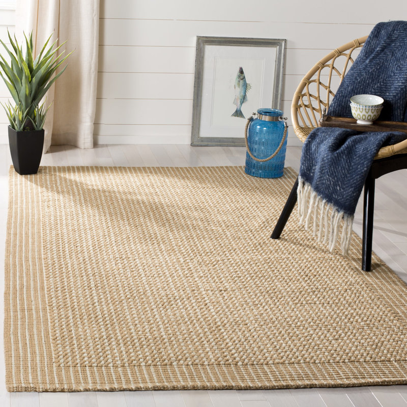 Erroll Pollux Hand Loomed Jute Ivory/Beige Area Rug, Rectangle 10' x 14'