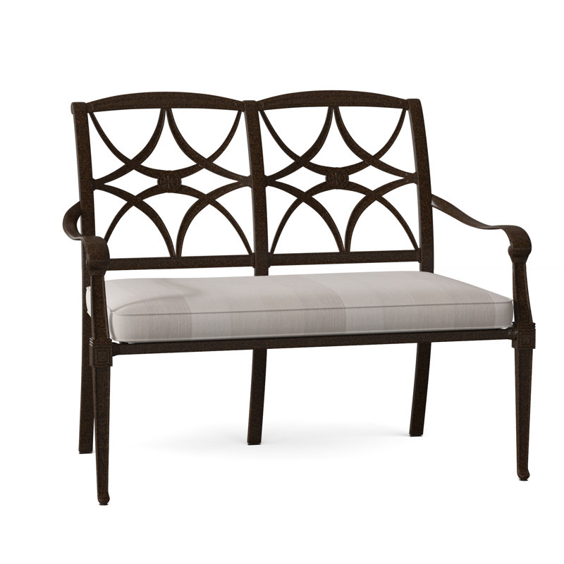 Banc de jardin en aluminium Wiltshire, Sunbrella® Spectrum denim, Brun châtaigne