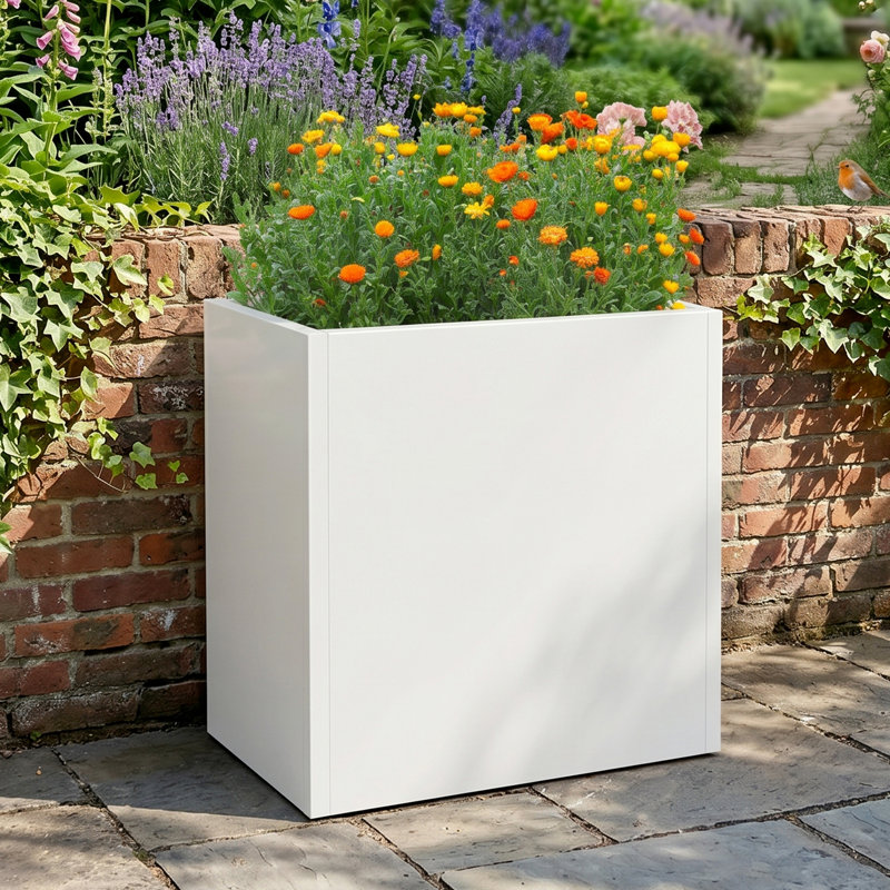 Metal Planter Box, White
