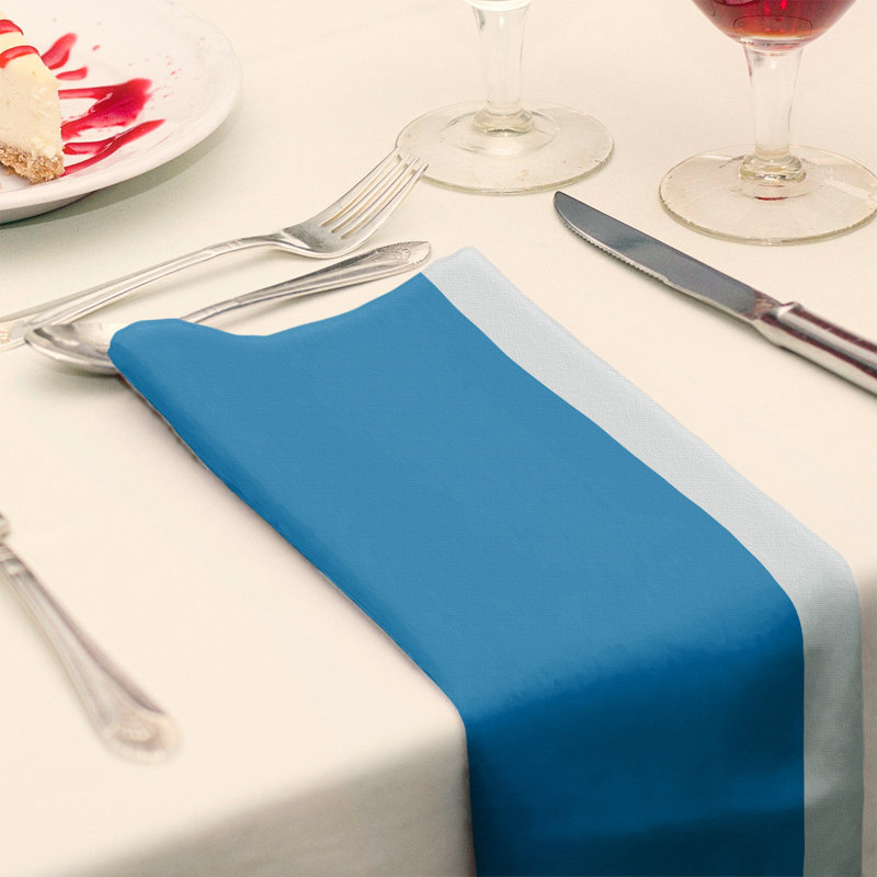 Oklahoma City Striped Square Napkin, 22" W x 22" L, Basketball Blue/White/Basketballet, Cotton Twill