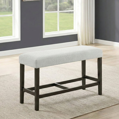 Wyncote Wood Upholstered Counter Bench, Stone Gray