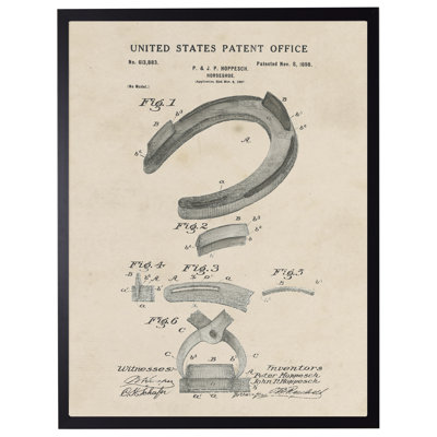 Horseshoe Patent in Black Frame