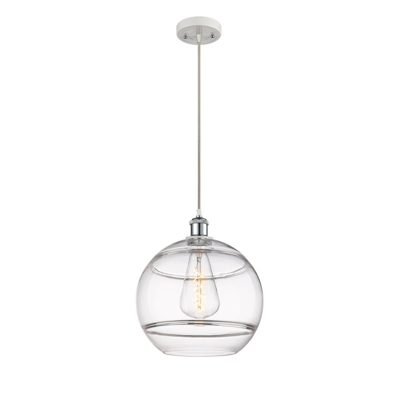 Luminaire suspendu 1 lumière Ballston Natick, Transparent, H 9,88 po x l 8 po x P 8 po, Chrome poli blanc