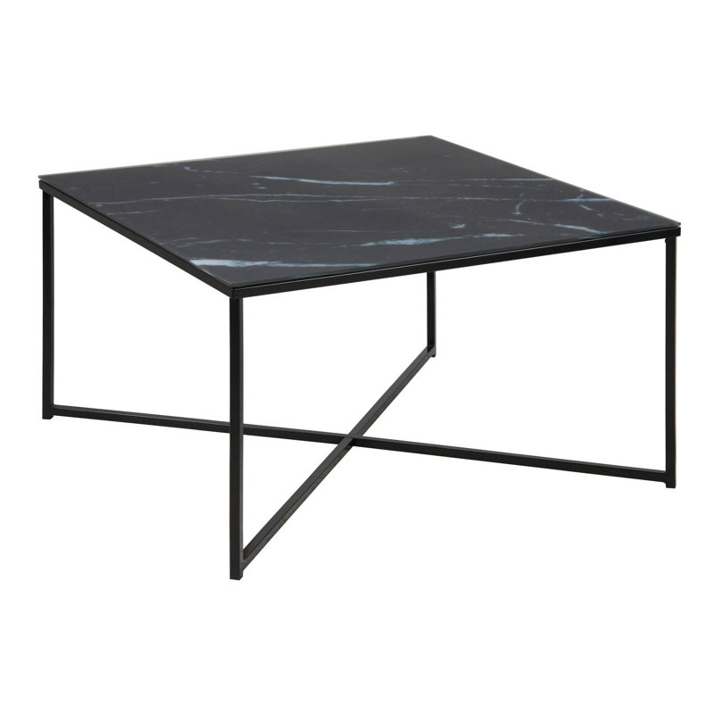 Bonilla Frame Coffee Table, 36cm H x 80cm L x 80cm D, Black Top, Brown
