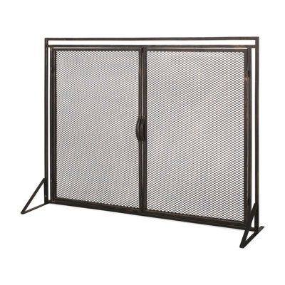 Handcrafted Matte Iron Fireplace Screen - 30.15"H X 40.36"W, Option Feature