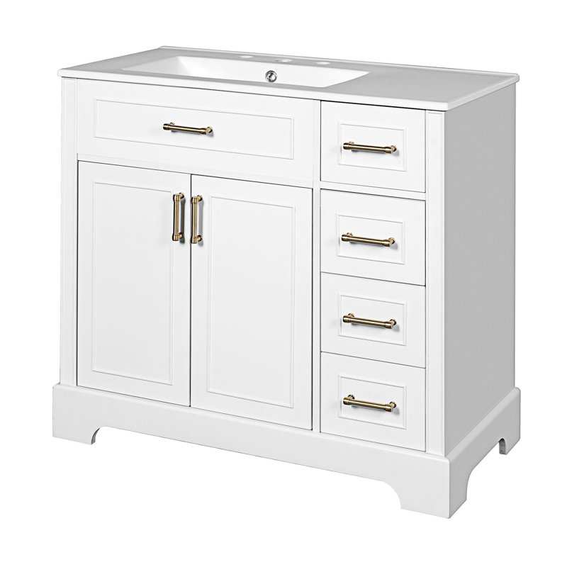 Meuble-lavabo de salle de bain avec lavabo en céramique