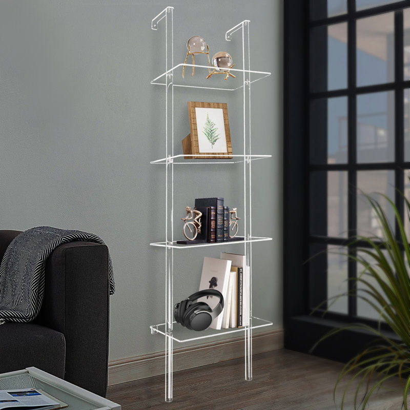 Bibliothèque murale multi-niveaux en acrylique, (4 tablettes) H 59,06 po x l 15,75 po x P 15,75 po