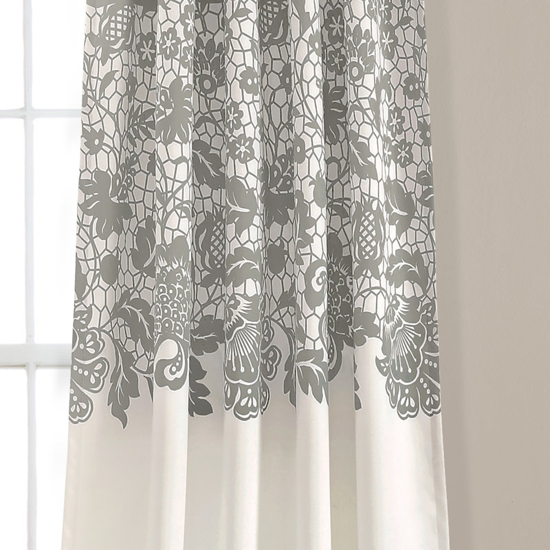 Estate Garden Print Room Darkening Curtain Pair, Gray, 52" x 95"